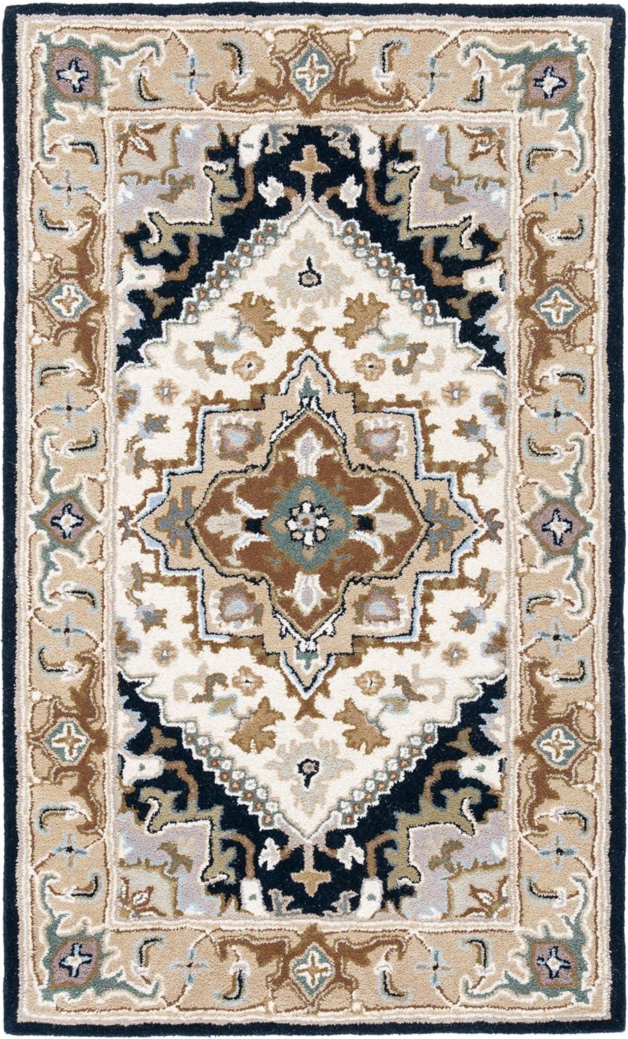 image:imageSAFAVIEH Area Rug 4x6 Heritage Collection Red Handmade Wool Traditional Oriental Medallion Design Ideal for Living Room Bedroom Dining Space HG625ABeigeNavy