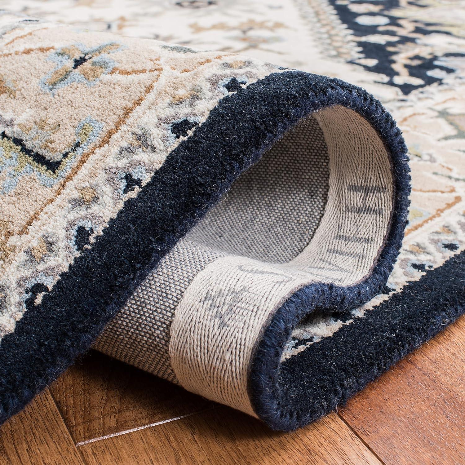 image:imageSAFAVIEH Area Rug 4x6 Heritage Collection Red Handmade Wool Traditional Oriental Medallion Design Ideal for Living Room Bedroom Dining Space HG625ABeigeNavy