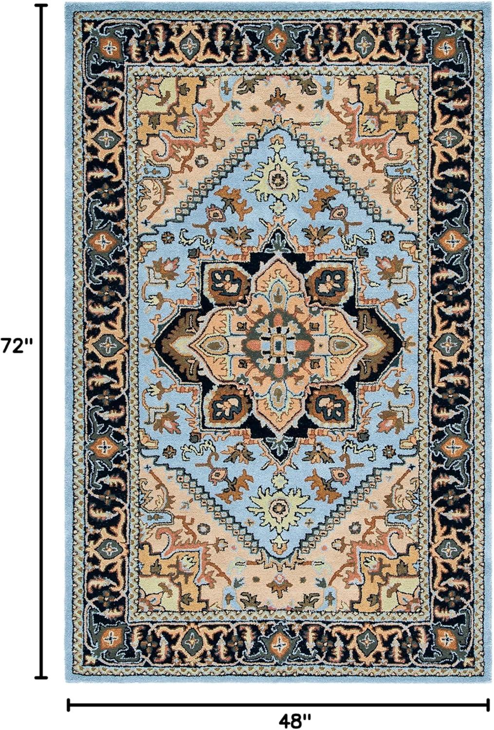 image:imageSAFAVIEH Area Rug 4x6 Heritage Collection Red Handmade Wool Traditional Oriental Medallion Design Ideal for Living Room Bedroom Dining Space HG625ABlueLight Brown