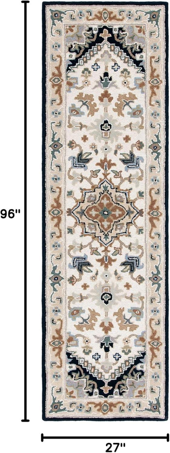 image:imageSAFAVIEH Area Rug 4x6 Heritage Collection Red Handmade Wool Traditional Oriental Medallion Design Ideal for Living Room Bedroom Dining Space HG625ABeigeNavy