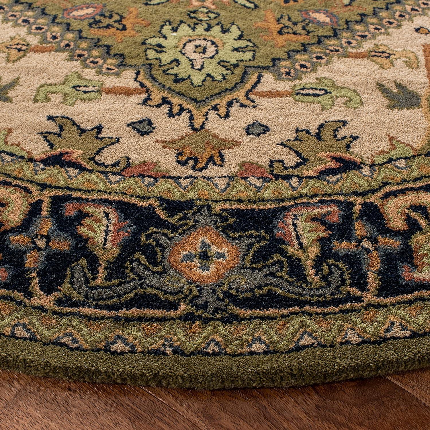 image:imageSAFAVIEH Area Rug 4x6 Heritage Collection Red Handmade Wool Traditional Oriental Medallion Design Ideal for Living Room Bedroom Dining Space HG625AGreenLight Brown