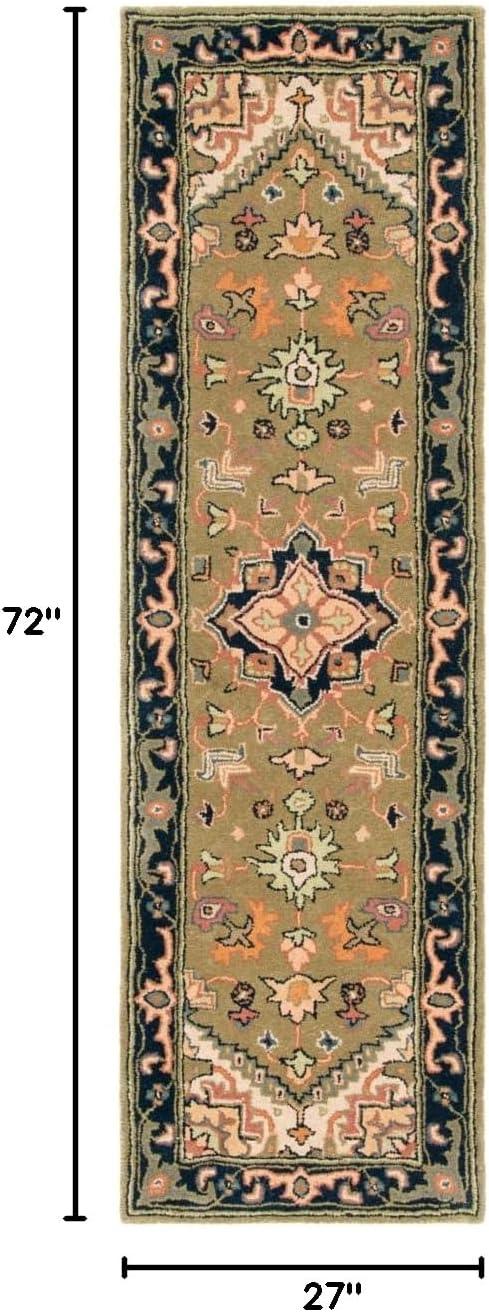 image:imageSAFAVIEH Area Rug 4x6 Heritage Collection Red Handmade Wool Traditional Oriental Medallion Design Ideal for Living Room Bedroom Dining Space HG625AGreenLight Brown