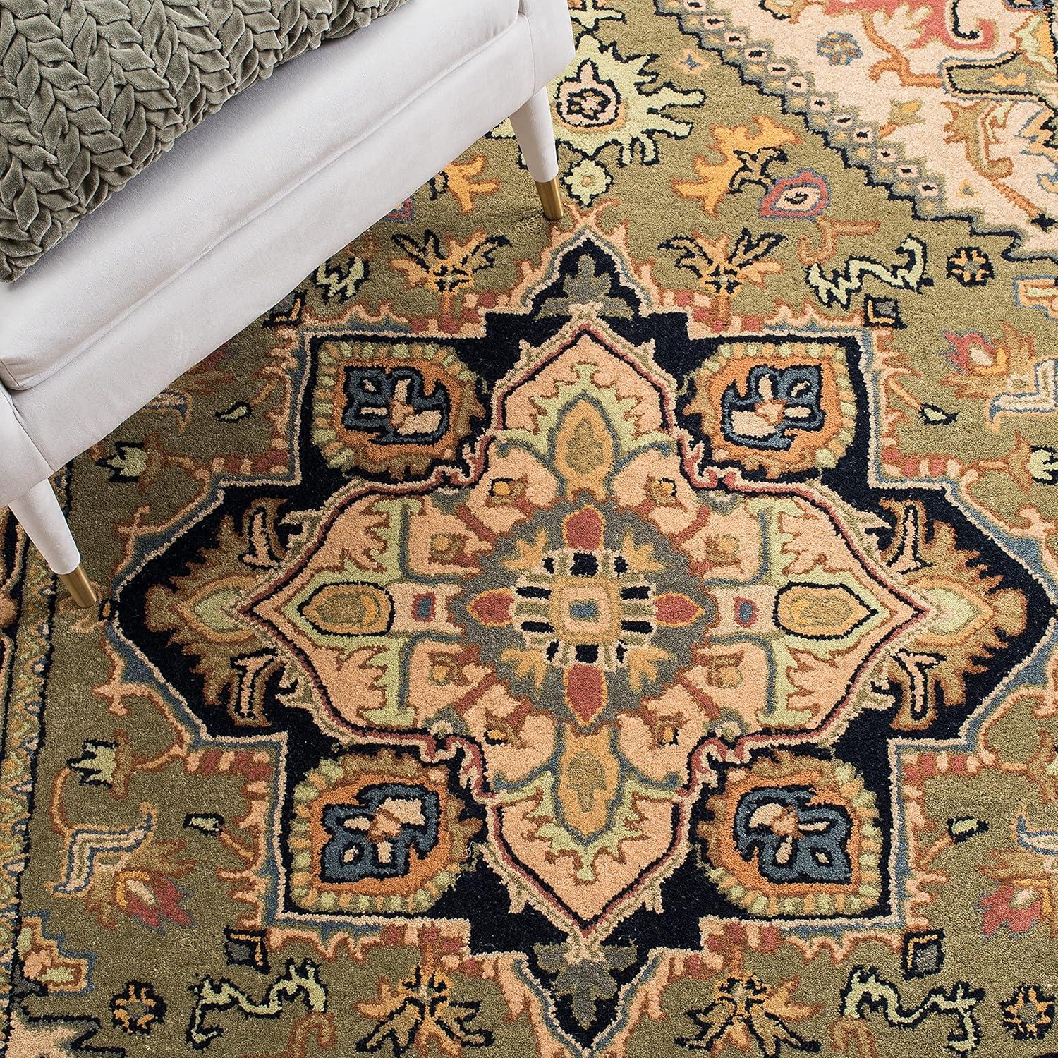 image:imageSAFAVIEH Area Rug 4x6 Heritage Collection Red Handmade Wool Traditional Oriental Medallion Design Ideal for Living Room Bedroom Dining Space HG625AGreenLight Brown