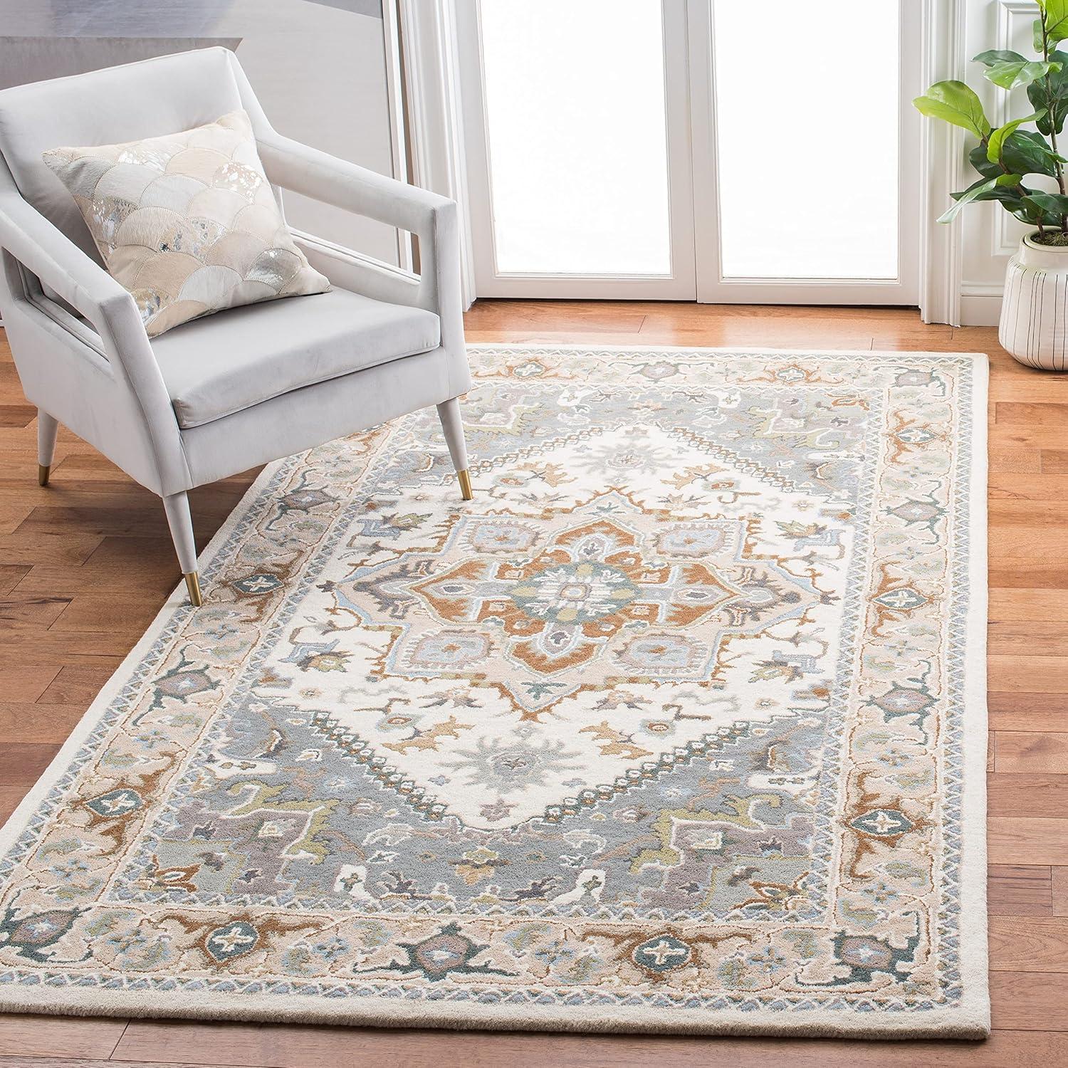 image:imageSAFAVIEH Area Rug 4x6 Heritage Collection Red Handmade Wool Traditional Oriental Medallion Design Ideal for Living Room Bedroom Dining Space HG625AGreenLight Brown