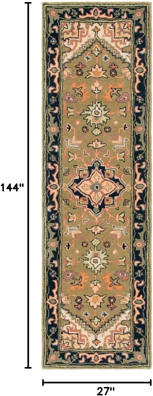 image:imageSAFAVIEH Area Rug 4x6 Heritage Collection Red Handmade Wool Traditional Oriental Medallion Design Ideal for Living Room Bedroom Dining Space HG625AGreenLight Brown