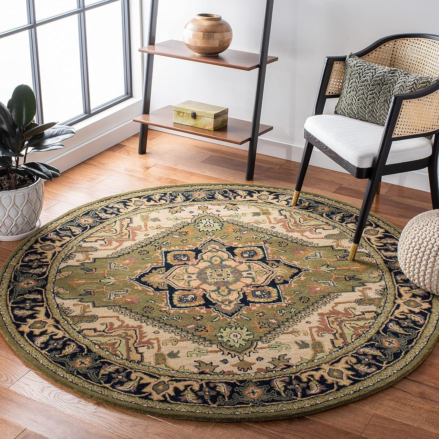image:imageSAFAVIEH Area Rug 4x6 Heritage Collection Red Handmade Wool Traditional Oriental Medallion Design Ideal for Living Room Bedroom Dining Space HG625AGreenLight Brown
