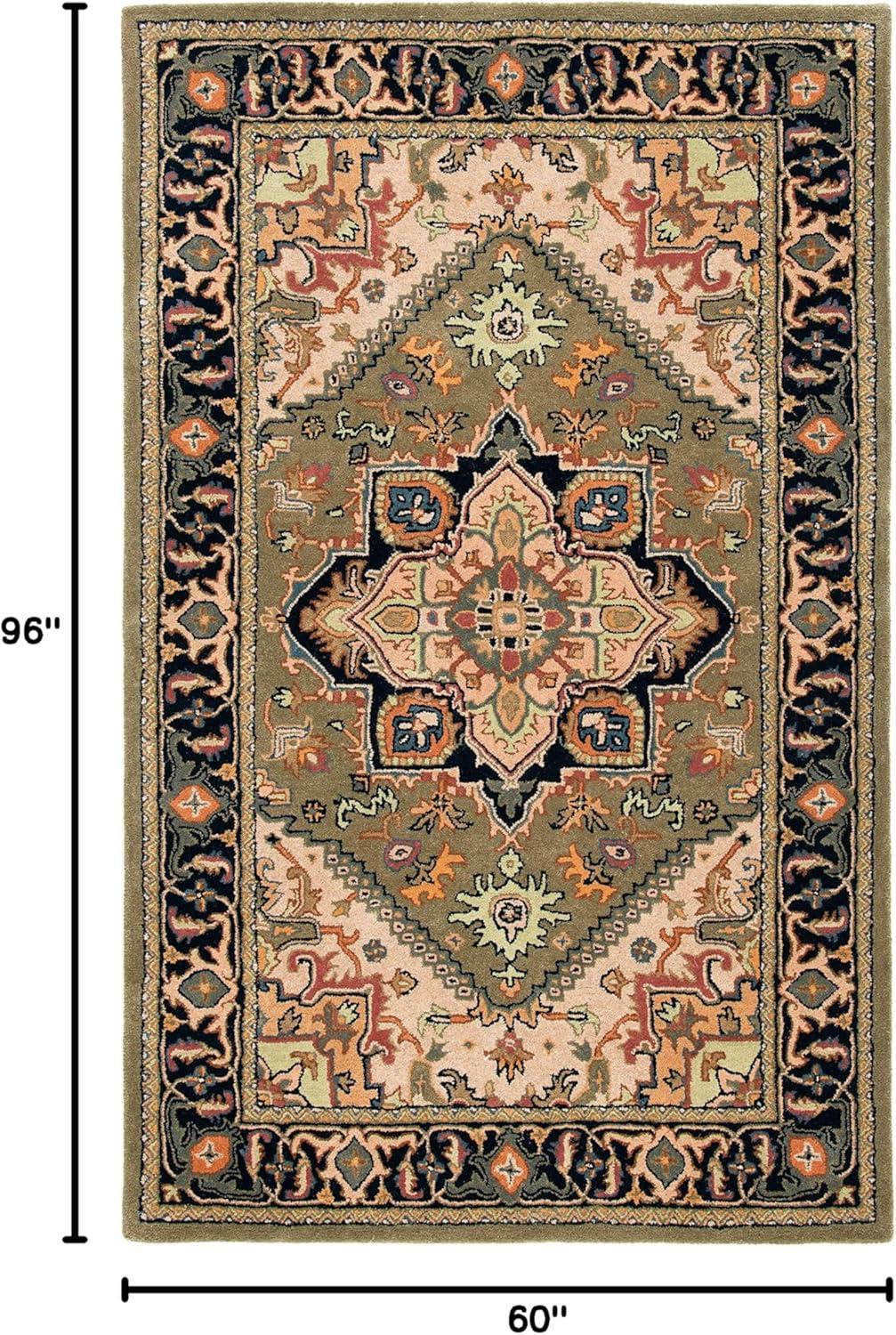 image:imageSAFAVIEH Area Rug 4x6 Heritage Collection Red Handmade Wool Traditional Oriental Medallion Design Ideal for Living Room Bedroom Dining Space HG625AGreenLight Brown