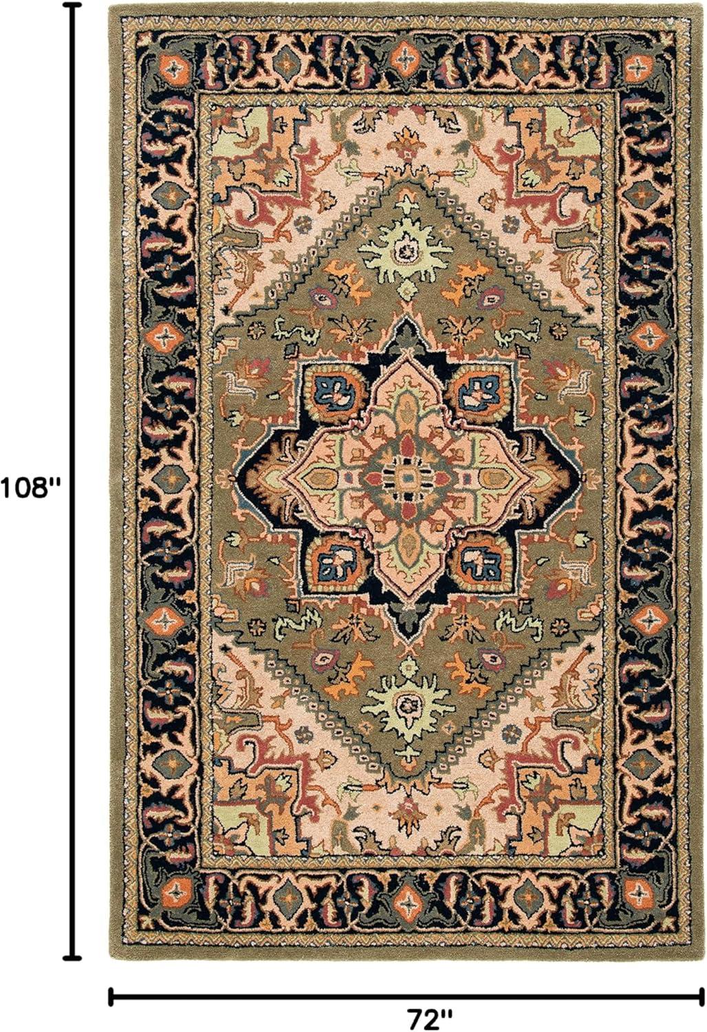 image:imageSAFAVIEH Area Rug 4x6 Heritage Collection Red Handmade Wool Traditional Oriental Medallion Design Ideal for Living Room Bedroom Dining Space HG625AGreenLight Brown