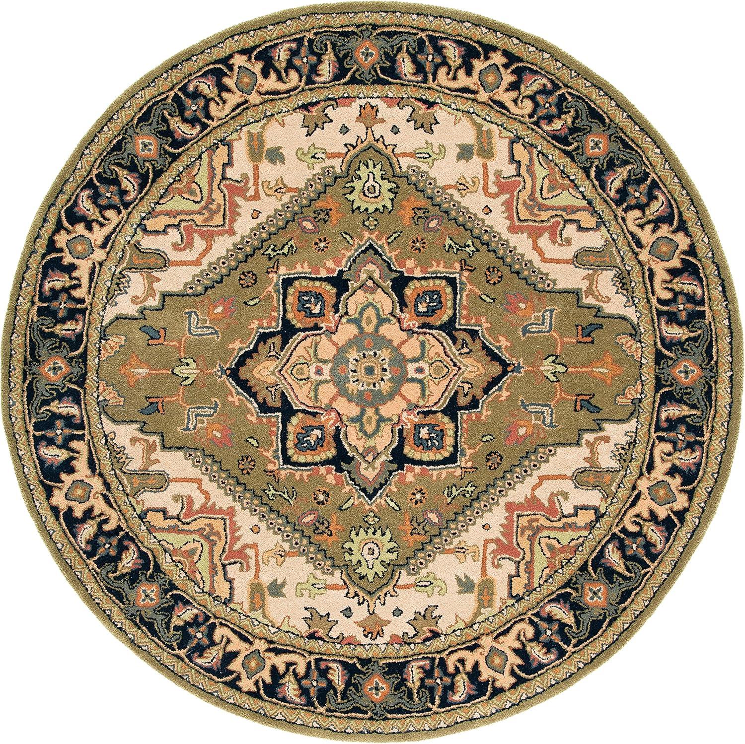 image:imageSAFAVIEH Area Rug 4x6 Heritage Collection Red Handmade Wool Traditional Oriental Medallion Design Ideal for Living Room Bedroom Dining Space HG625AGreenLight Brown