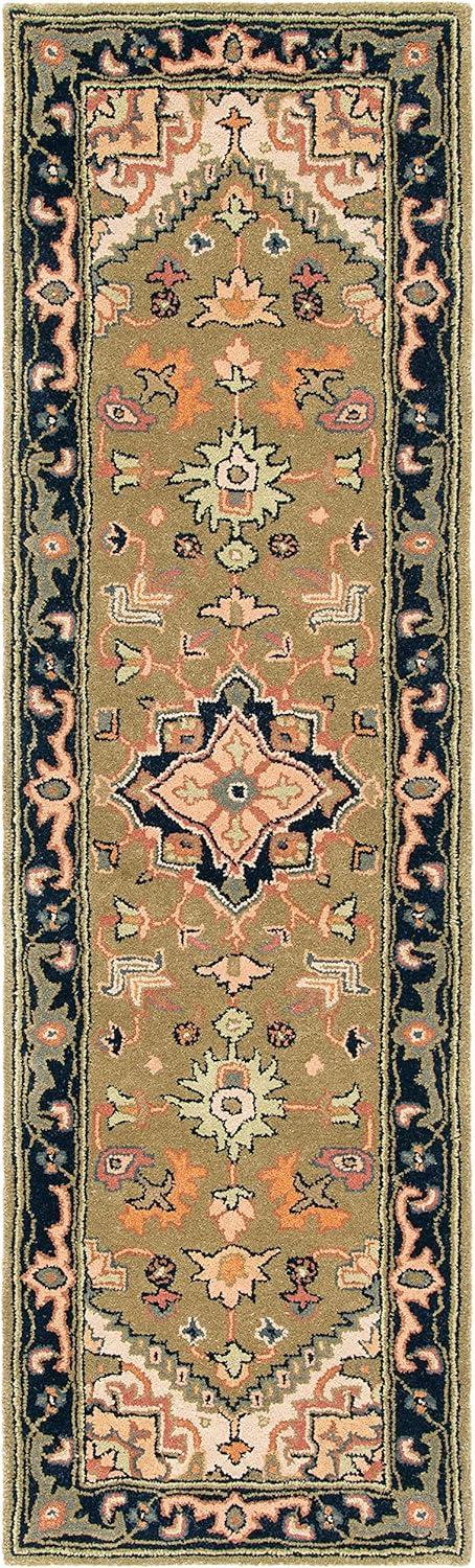 image:imageSAFAVIEH Area Rug 4x6 Heritage Collection Red Handmade Wool Traditional Oriental Medallion Design Ideal for Living Room Bedroom Dining Space HG625AGreenLight Brown