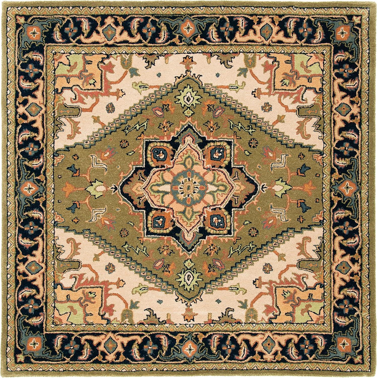 image:imageSAFAVIEH Area Rug 4x6 Heritage Collection Red Handmade Wool Traditional Oriental Medallion Design Ideal for Living Room Bedroom Dining Space HG625AGreenLight Brown