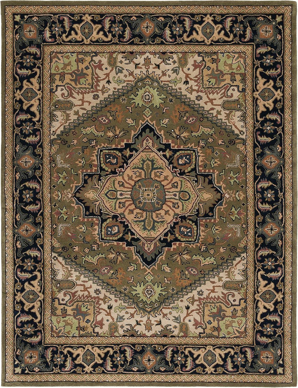 image:imageSAFAVIEH Area Rug 4x6 Heritage Collection Red Handmade Wool Traditional Oriental Medallion Design Ideal for Living Room Bedroom Dining Space HG625AGreenLight Brown