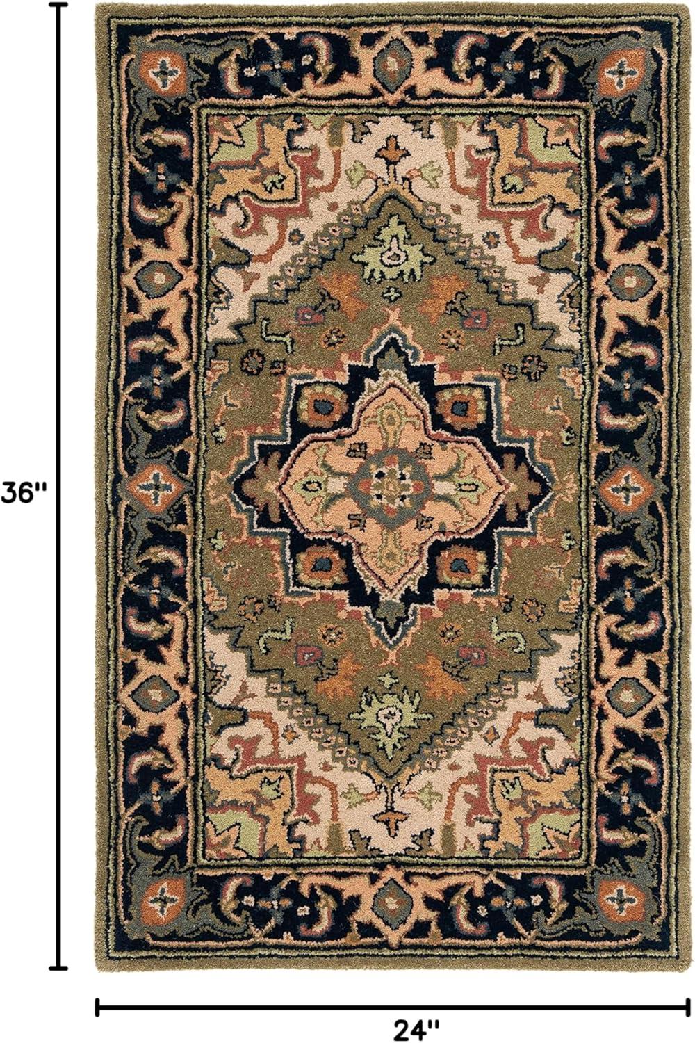 image:imageSAFAVIEH Area Rug 4x6 Heritage Collection Red Handmade Wool Traditional Oriental Medallion Design Ideal for Living Room Bedroom Dining Space HG625AGreenLight Brown