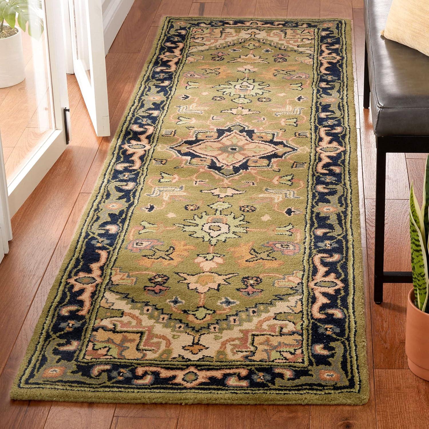 image:imageSAFAVIEH Area Rug 4x6 Heritage Collection Red Handmade Wool Traditional Oriental Medallion Design Ideal for Living Room Bedroom Dining Space HG625AGreenLight Brown