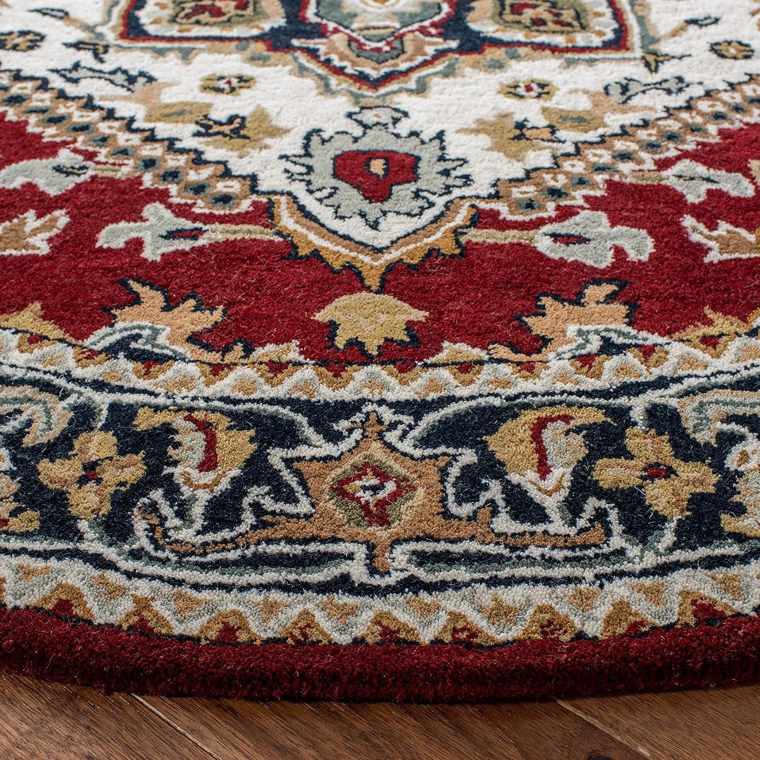 image:imageSAFAVIEH Area Rug 4x6 Heritage Collection Red Handmade Wool Traditional Oriental Medallion Design Ideal for Living Room Bedroom Dining Space HG625AIvoryRed