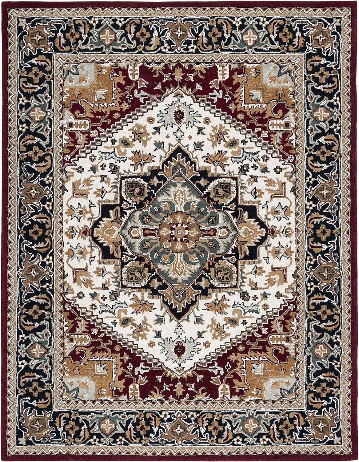 image:imageSAFAVIEH Area Rug 4x6 Heritage Collection Red Handmade Wool Traditional Oriental Medallion Design Ideal for Living Room Bedroom Dining Space HG625AIvoryRed