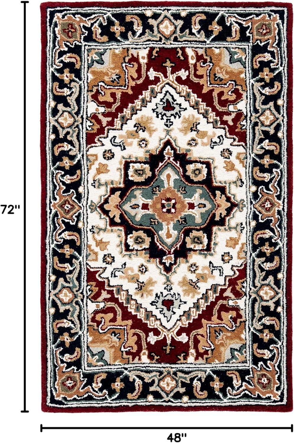image:imageSAFAVIEH Area Rug 4x6 Heritage Collection Red Handmade Wool Traditional Oriental Medallion Design Ideal for Living Room Bedroom Dining Space HG625AIvoryRed