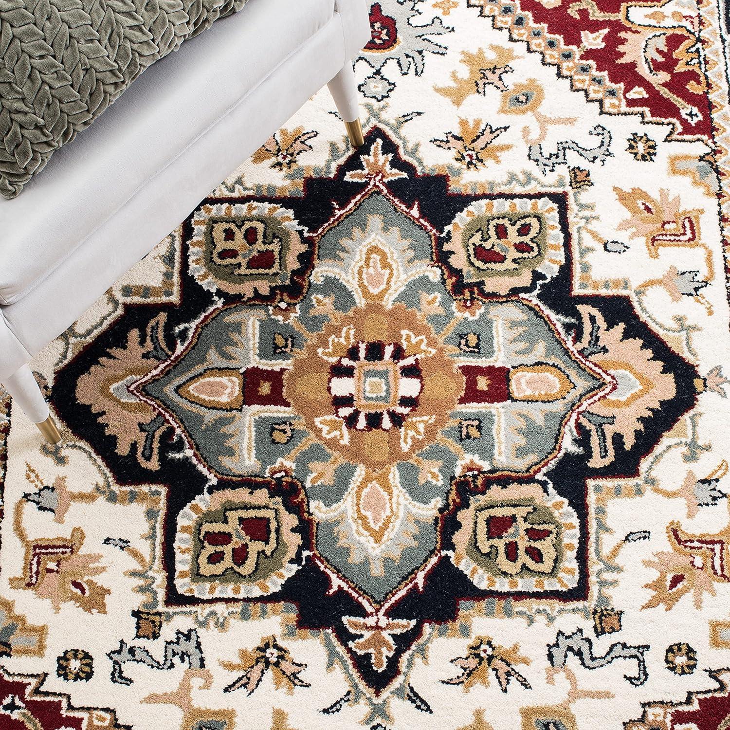 image:imageSAFAVIEH Area Rug 4x6 Heritage Collection Red Handmade Wool Traditional Oriental Medallion Design Ideal for Living Room Bedroom Dining Space HG625AIvoryRed