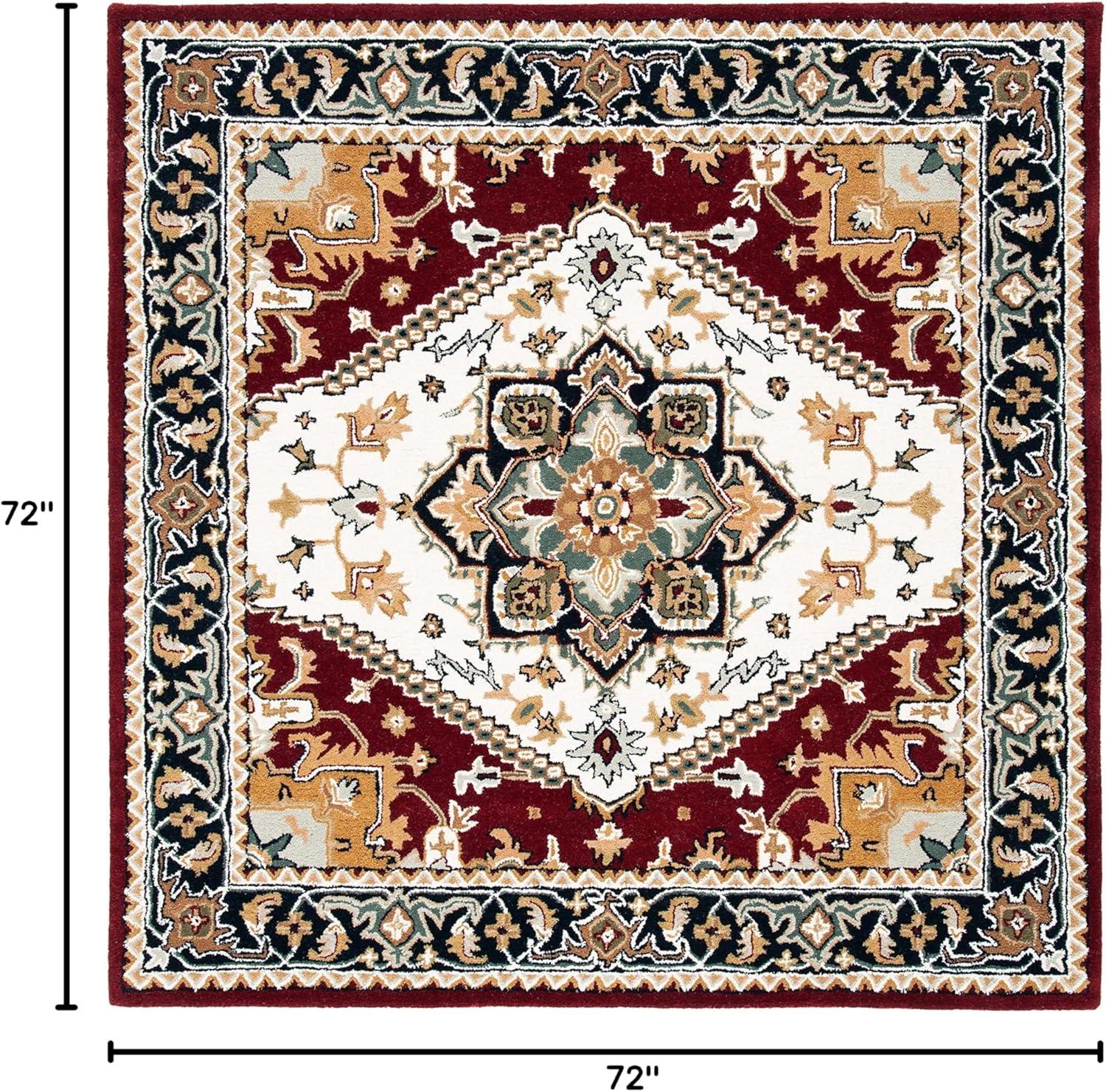 image:imageSAFAVIEH Area Rug 4x6 Heritage Collection Red Handmade Wool Traditional Oriental Medallion Design Ideal for Living Room Bedroom Dining Space HG625AIvoryRed