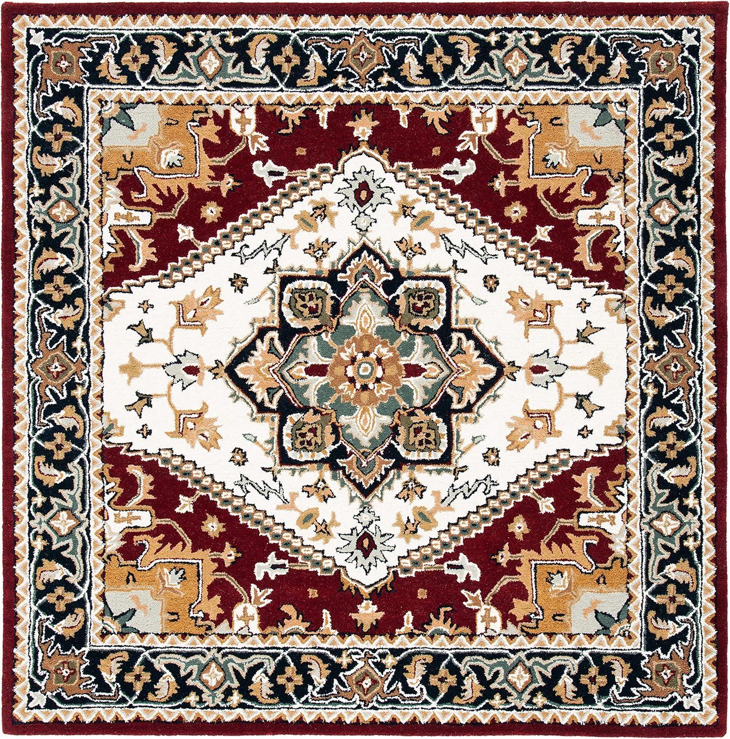 image:imageSAFAVIEH Area Rug 4x6 Heritage Collection Red Handmade Wool Traditional Oriental Medallion Design Ideal for Living Room Bedroom Dining Space HG625AIvoryRed