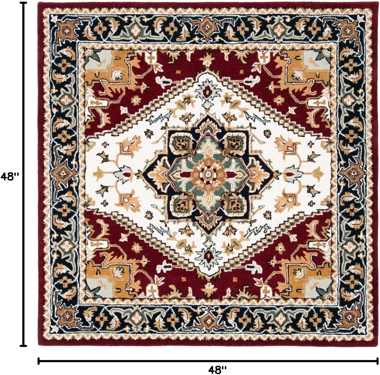 image:imageSAFAVIEH Area Rug 4x6 Heritage Collection Red Handmade Wool Traditional Oriental Medallion Design Ideal for Living Room Bedroom Dining Space HG625AIvoryRed