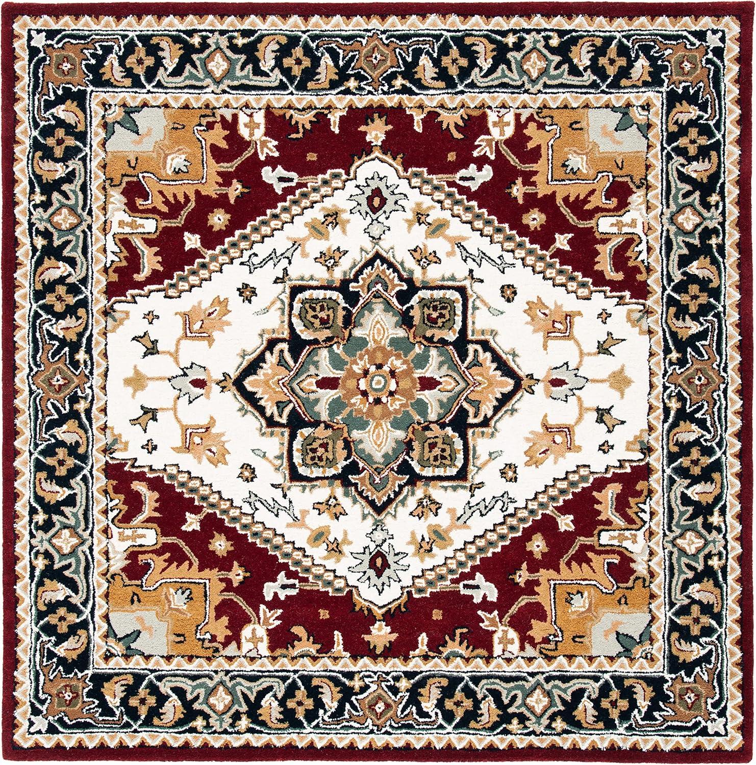 image:imageSAFAVIEH Area Rug 4x6 Heritage Collection Red Handmade Wool Traditional Oriental Medallion Design Ideal for Living Room Bedroom Dining Space HG625AIvoryRed