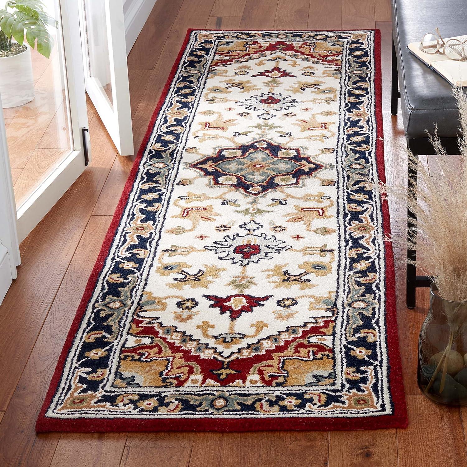 image:imageSAFAVIEH Area Rug 4x6 Heritage Collection Red Handmade Wool Traditional Oriental Medallion Design Ideal for Living Room Bedroom Dining Space HG625AIvoryRed