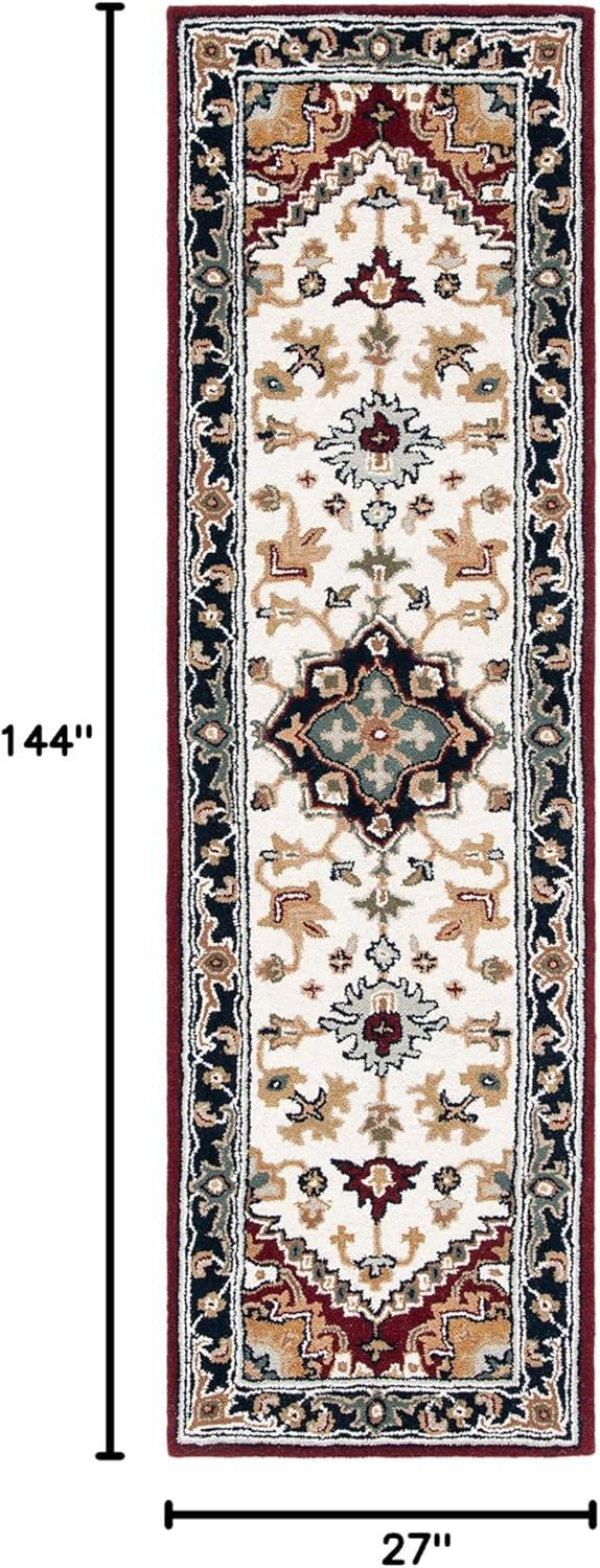 image:imageSAFAVIEH Area Rug 4x6 Heritage Collection Red Handmade Wool Traditional Oriental Medallion Design Ideal for Living Room Bedroom Dining Space HG625AIvoryRed