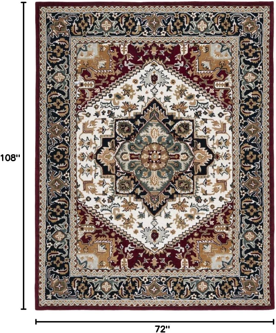image:imageSAFAVIEH Area Rug 4x6 Heritage Collection Red Handmade Wool Traditional Oriental Medallion Design Ideal for Living Room Bedroom Dining Space HG625AIvoryRed