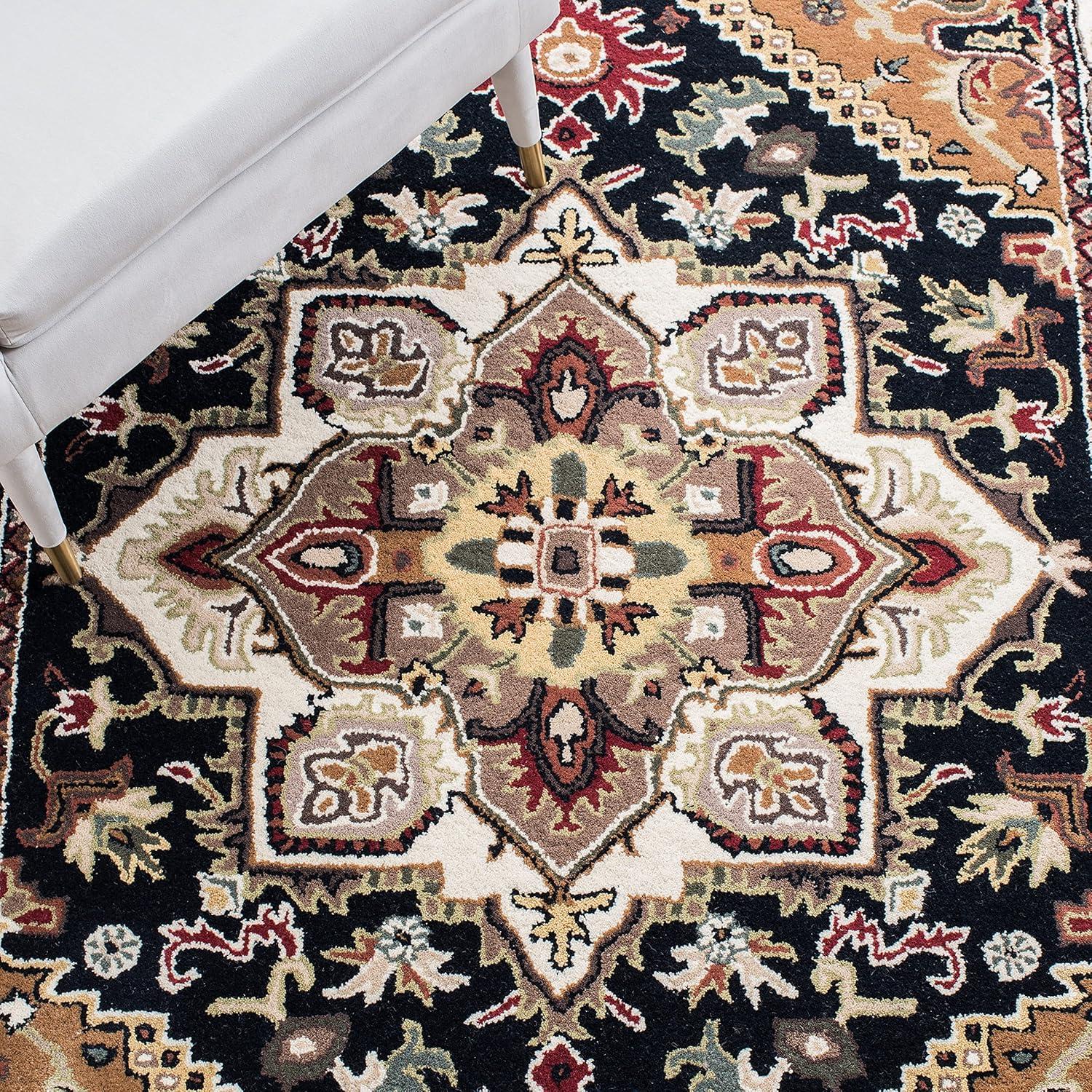 image:imageSAFAVIEH Area Rug 4x6 Heritage Collection Red Handmade Wool Traditional Oriental Medallion Design Ideal for Living Room Bedroom Dining Space HG625ANavyBrown