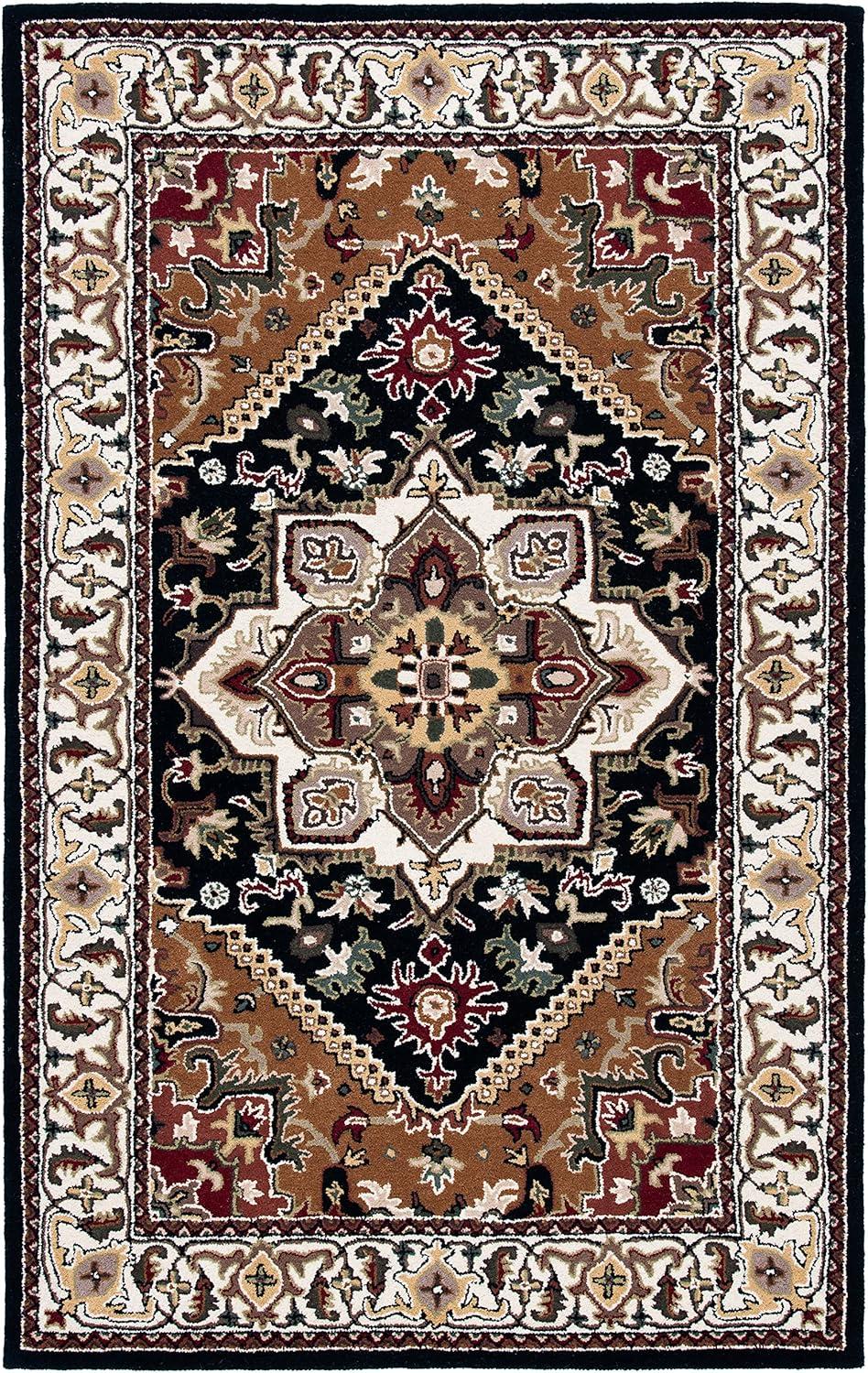 image:imageSAFAVIEH Area Rug 4x6 Heritage Collection Red Handmade Wool Traditional Oriental Medallion Design Ideal for Living Room Bedroom Dining Space HG625ANavyBrown