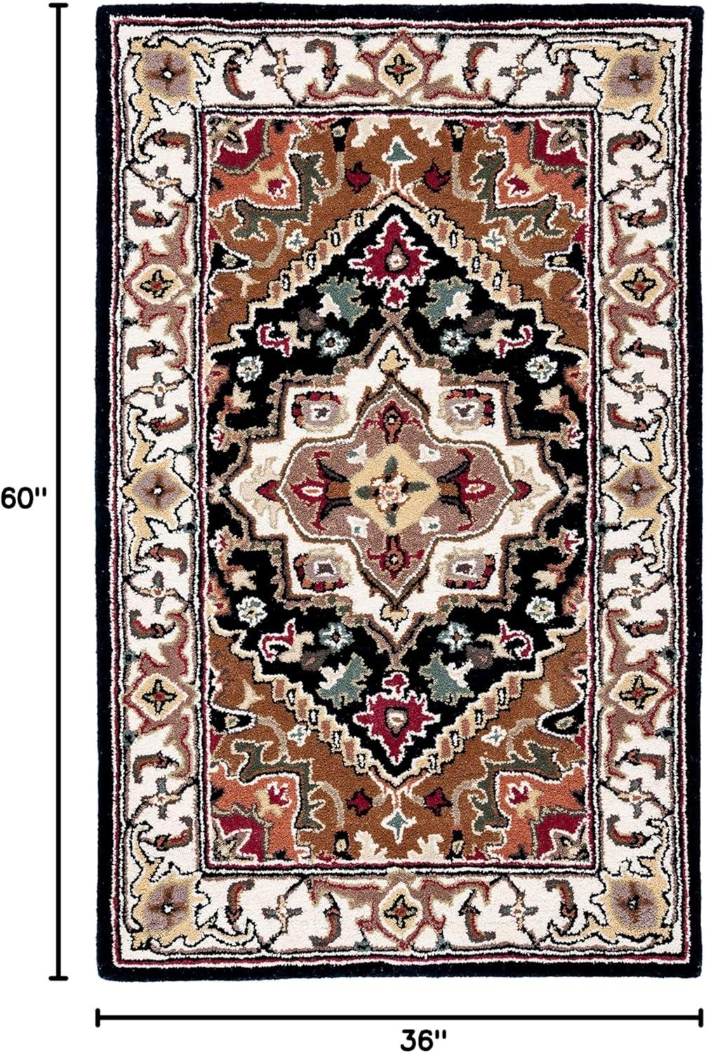 image:imageSAFAVIEH Area Rug 4x6 Heritage Collection Red Handmade Wool Traditional Oriental Medallion Design Ideal for Living Room Bedroom Dining Space HG625ANavyBrown