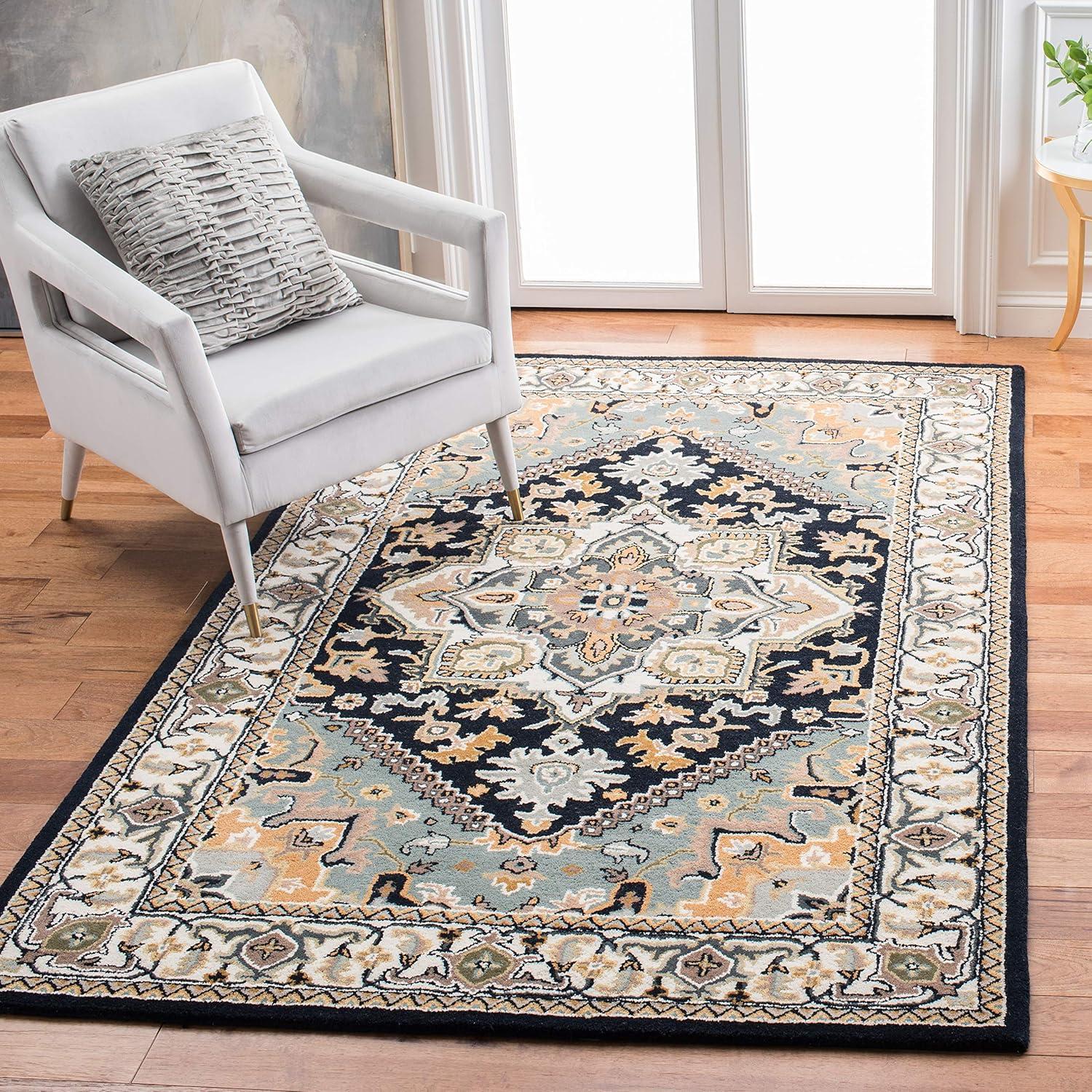 image:imageSAFAVIEH Area Rug 4x6 Heritage Collection Red Handmade Wool Traditional Oriental Medallion Design Ideal for Living Room Bedroom Dining Space HG625ANavyIvory