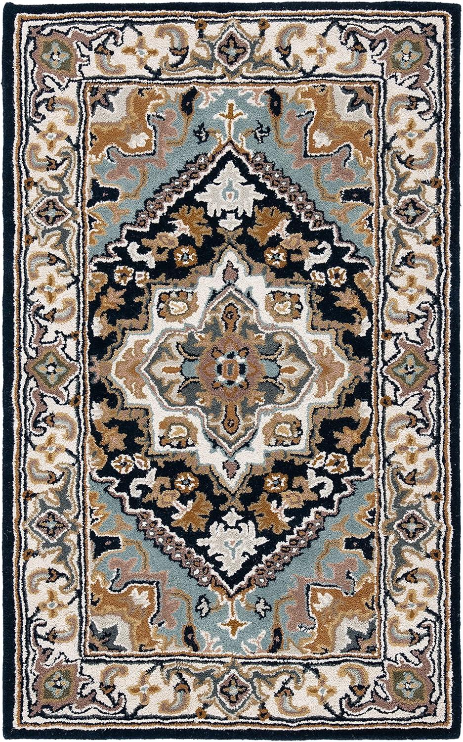 image:imageSAFAVIEH Area Rug 4x6 Heritage Collection Red Handmade Wool Traditional Oriental Medallion Design Ideal for Living Room Bedroom Dining Space HG625ANavyIvory