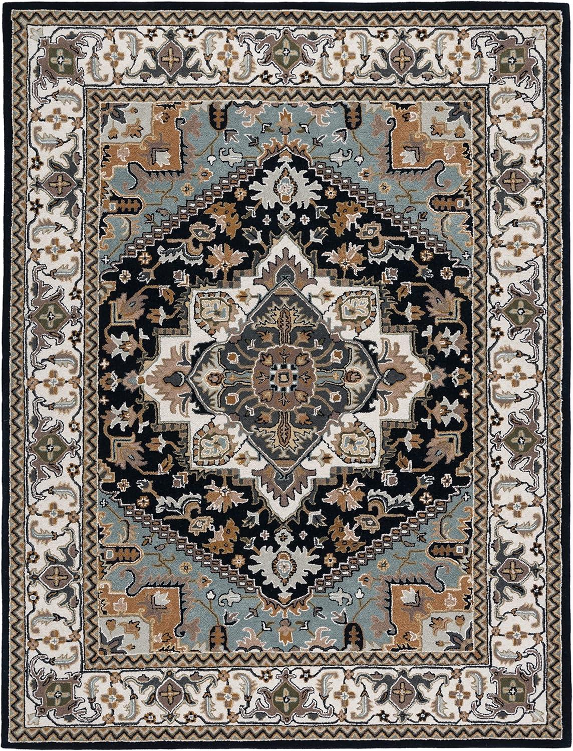 image:imageSAFAVIEH Area Rug 4x6 Heritage Collection Red Handmade Wool Traditional Oriental Medallion Design Ideal for Living Room Bedroom Dining Space HG625ANavyIvory