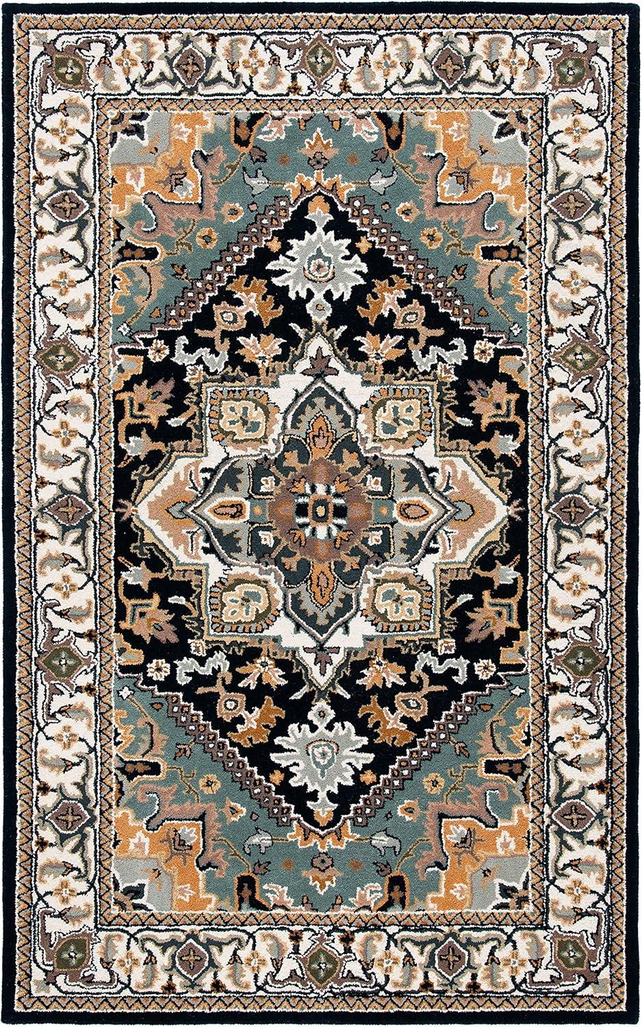 image:imageSAFAVIEH Area Rug 4x6 Heritage Collection Red Handmade Wool Traditional Oriental Medallion Design Ideal for Living Room Bedroom Dining Space HG625ANavyIvory