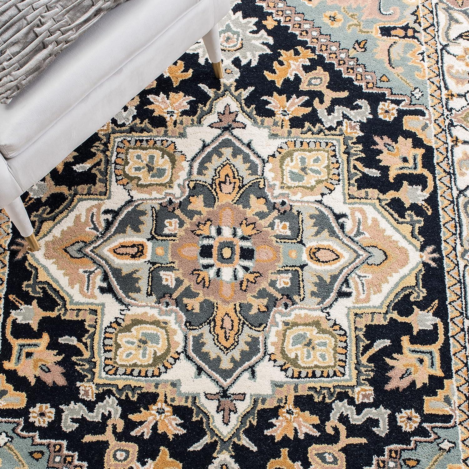 image:imageSAFAVIEH Area Rug 4x6 Heritage Collection Red Handmade Wool Traditional Oriental Medallion Design Ideal for Living Room Bedroom Dining Space HG625ANavyIvory