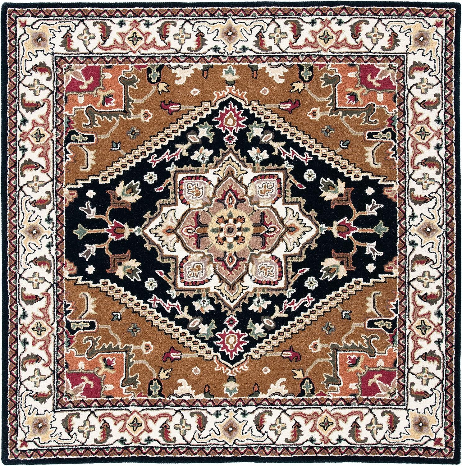 image:imageSAFAVIEH Area Rug 4x6 Heritage Collection Red Handmade Wool Traditional Oriental Medallion Design Ideal for Living Room Bedroom Dining Space HG625ANavyBrown