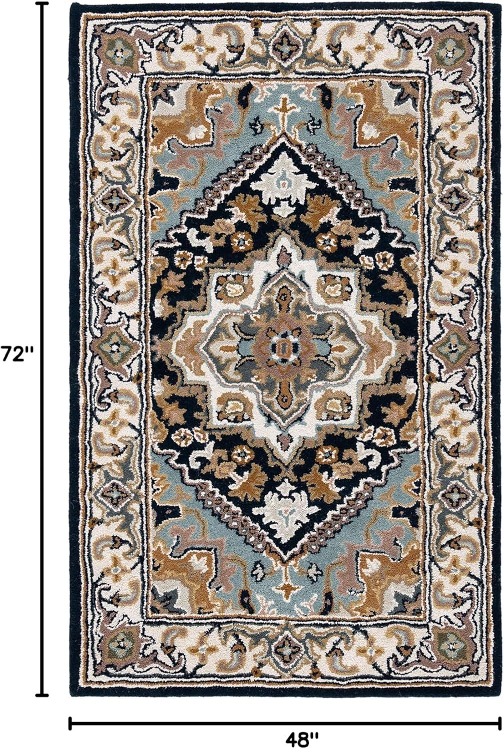 image:imageSAFAVIEH Area Rug 4x6 Heritage Collection Red Handmade Wool Traditional Oriental Medallion Design Ideal for Living Room Bedroom Dining Space HG625ANavyIvory