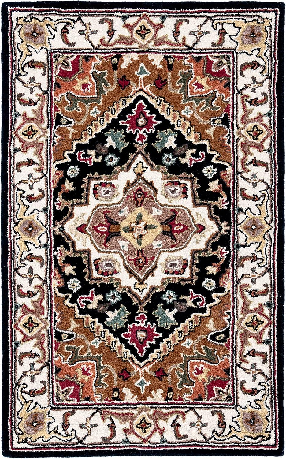 image:imageSAFAVIEH Area Rug 4x6 Heritage Collection Red Handmade Wool Traditional Oriental Medallion Design Ideal for Living Room Bedroom Dining Space HG625ANavyBrown