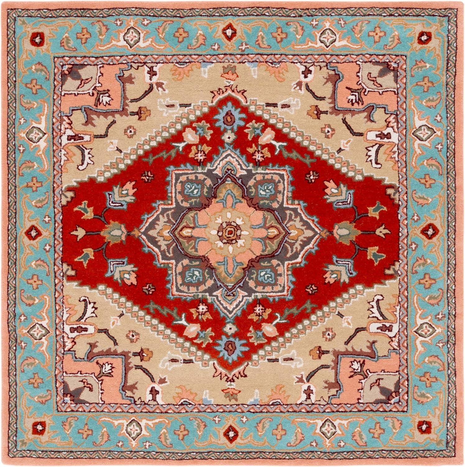 image:imageSAFAVIEH Area Rug 4x6 Heritage Collection Red Handmade Wool Traditional Oriental Medallion Design Ideal for Living Room Bedroom Dining Space HG625ARedPink