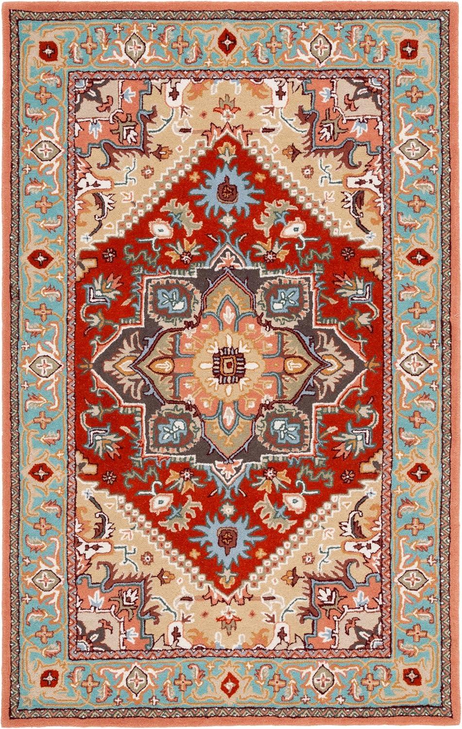 image:imageSAFAVIEH Area Rug 4x6 Heritage Collection Red Handmade Wool Traditional Oriental Medallion Design Ideal for Living Room Bedroom Dining Space HG625ARedPink