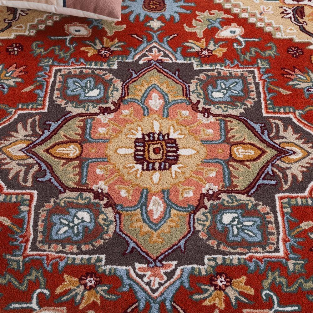 image:imageSAFAVIEH Area Rug 4x6 Heritage Collection Red Handmade Wool Traditional Oriental Medallion Design Ideal for Living Room Bedroom Dining Space HG625ARedPink