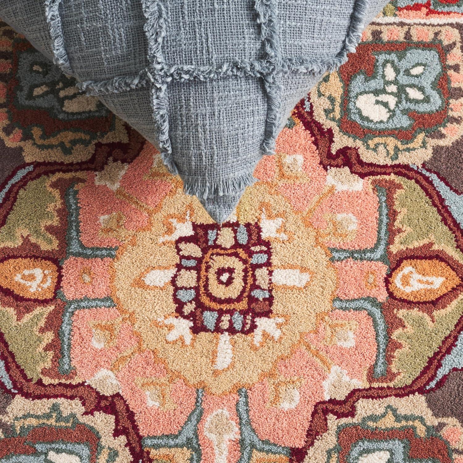 image:imageSAFAVIEH Area Rug 4x6 Heritage Collection Red Handmade Wool Traditional Oriental Medallion Design Ideal for Living Room Bedroom Dining Space HG625ARedBlue