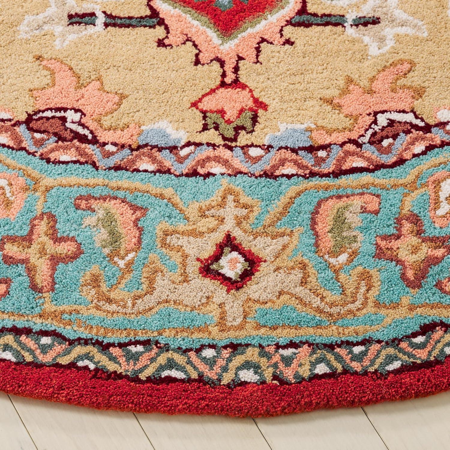 image:imageSAFAVIEH Area Rug 4x6 Heritage Collection Red Handmade Wool Traditional Oriental Medallion Design Ideal for Living Room Bedroom Dining Space HG625ARedBlue