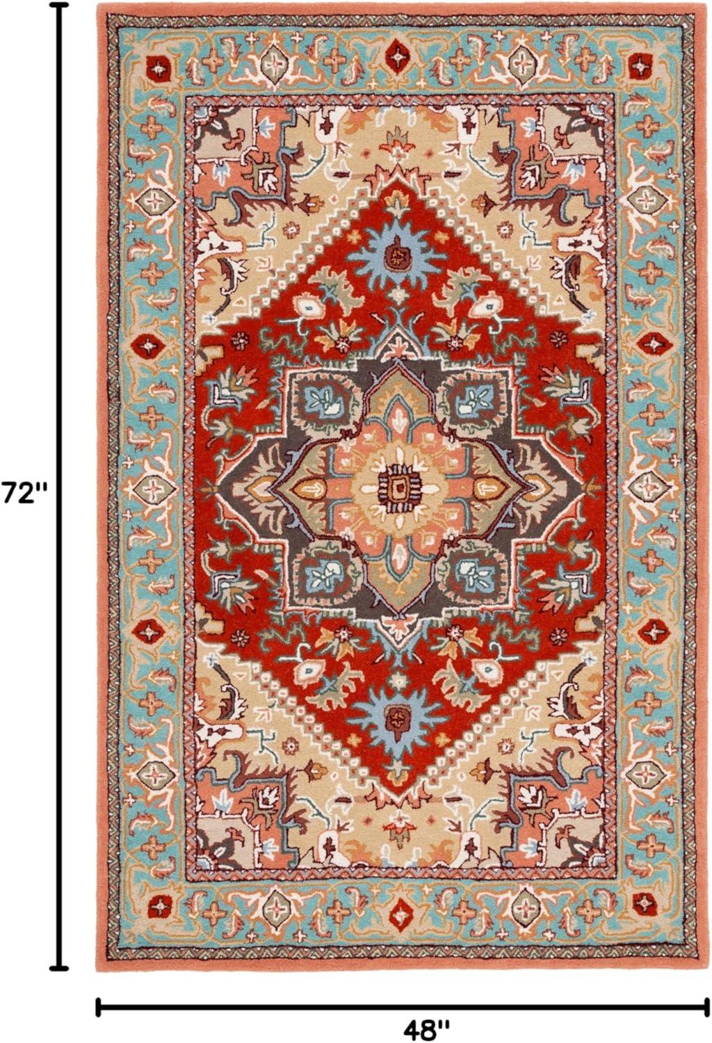 image:imageSAFAVIEH Area Rug 4x6 Heritage Collection Red Handmade Wool Traditional Oriental Medallion Design Ideal for Living Room Bedroom Dining Space HG625ARedPink