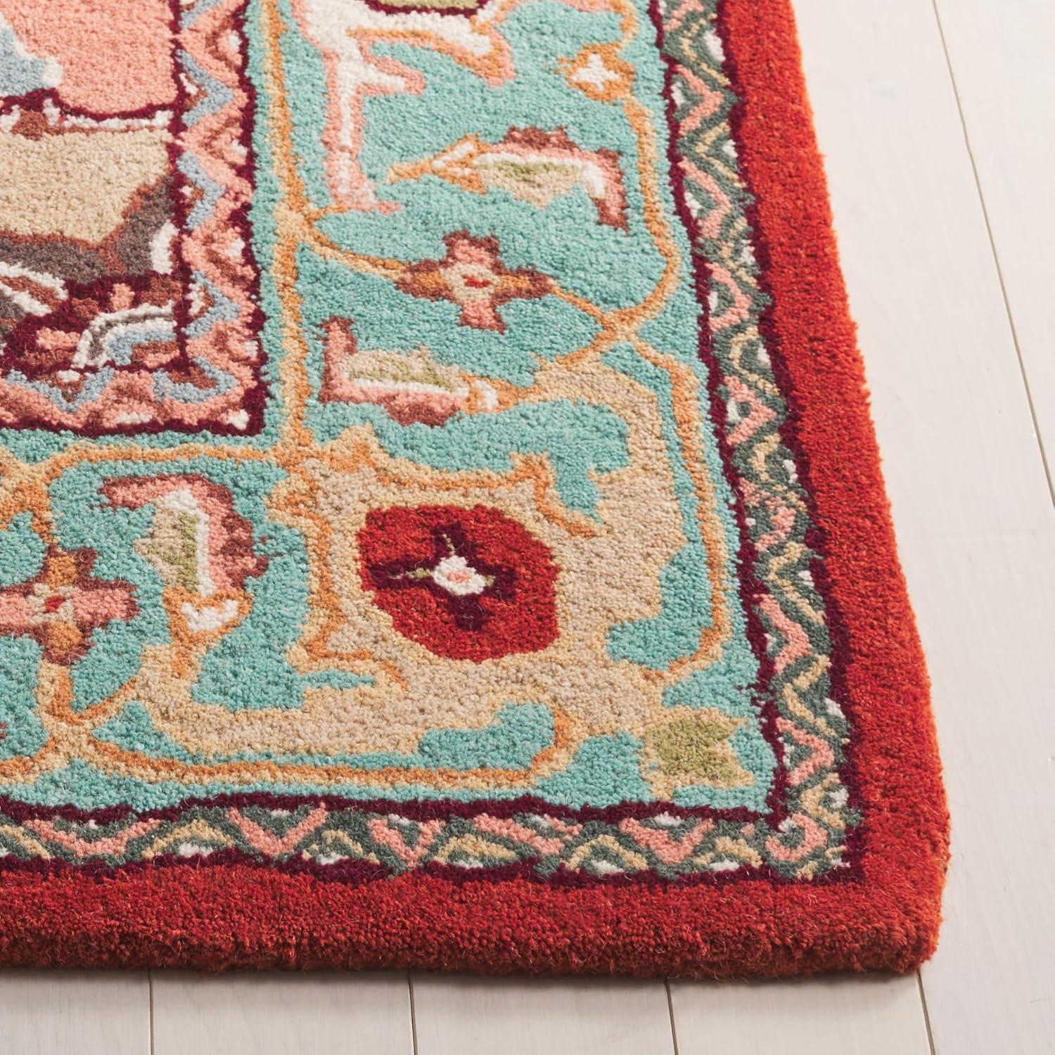 image:imageSAFAVIEH Area Rug 4x6 Heritage Collection Red Handmade Wool Traditional Oriental Medallion Design Ideal for Living Room Bedroom Dining Space HG625ARedBlue