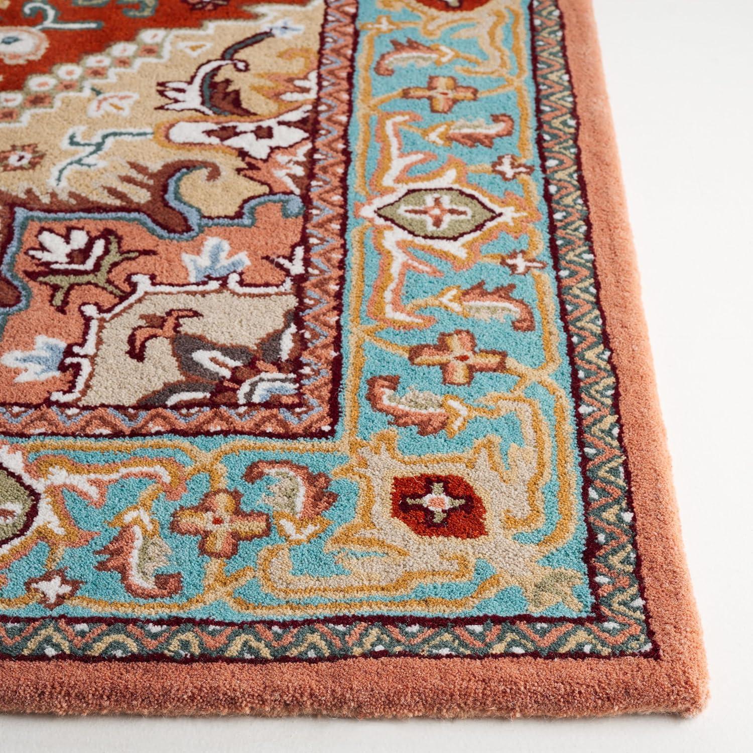 image:imageSAFAVIEH Area Rug 4x6 Heritage Collection Red Handmade Wool Traditional Oriental Medallion Design Ideal for Living Room Bedroom Dining Space HG625ARedPink