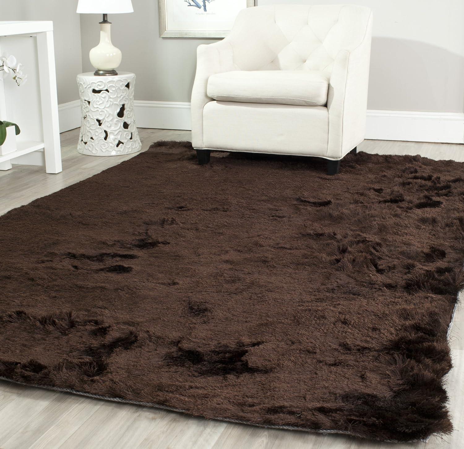 image:imageSAFAVIEH Area Rug 4x6 Paris Shag Collection Sage Handmade Soft Flowing Pile Ideal for Ideal for Hallway Foyer Entryway Bedroom SG5111003Chocolate