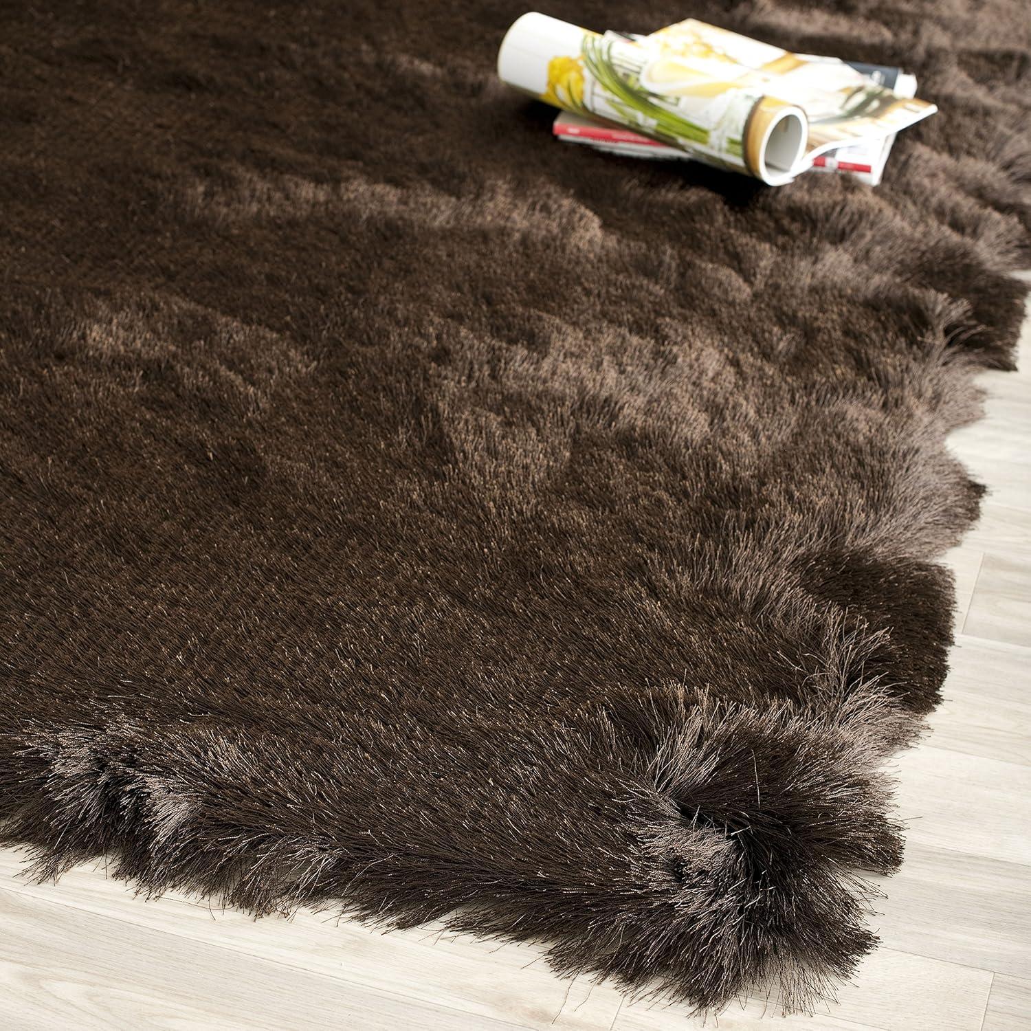 image:imageSAFAVIEH Area Rug 4x6 Paris Shag Collection Sage Handmade Soft Flowing Pile Ideal for Ideal for Hallway Foyer Entryway Bedroom SG5111003Chocolate